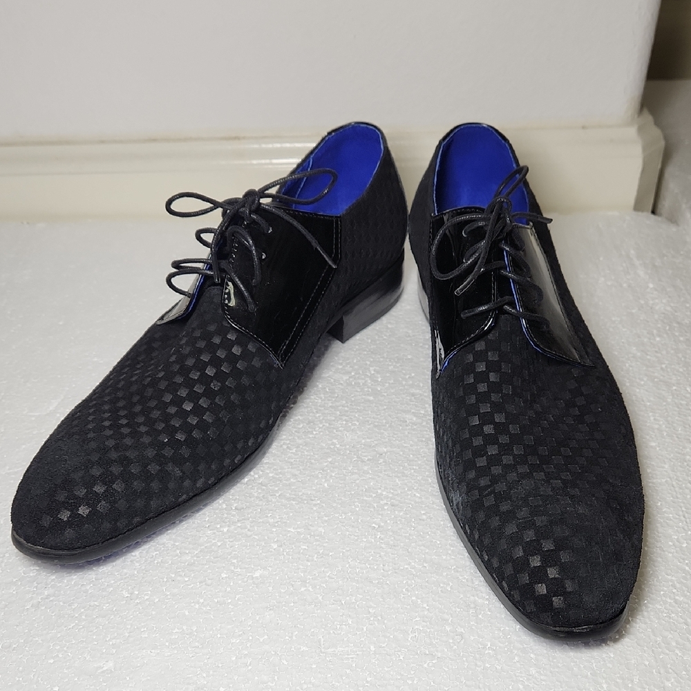 Maceoo | Men's Black and Blue Dress Shoes | 12